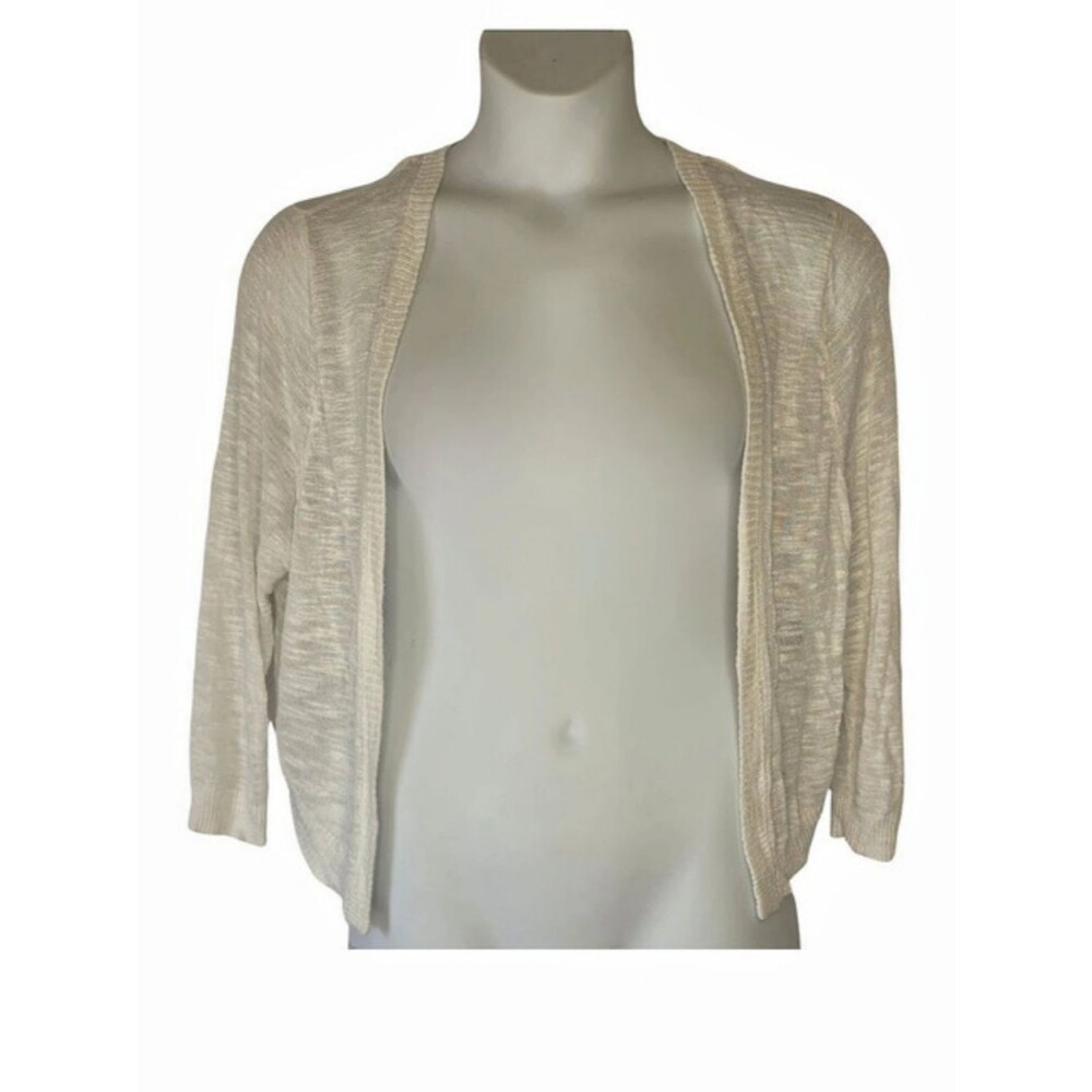 TORRID 1 Open Front Shrug Cardigan Cropped Knit Off White 4129-CR